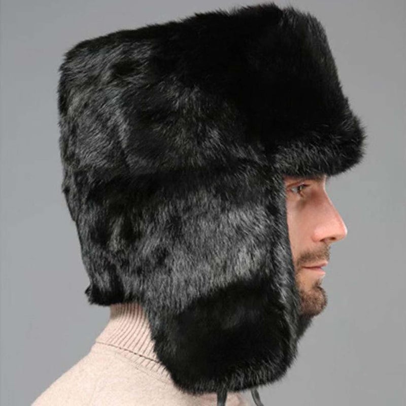 WUODHTW Men's Winter Ushanka Earflap Trooper Hat Aviator Windproof Hat Faux Fur Warm Hat Ski Beanies Cap Berets Skull caps - Image 3